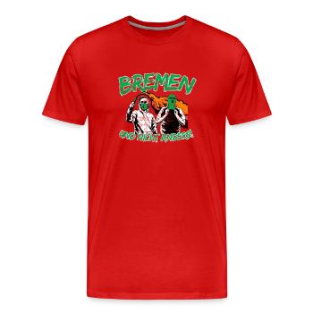 Bremen und nicht anders UPDATE - Männer Premium Bio T-Shirt - Rot - Vorne - Damien (186cm)