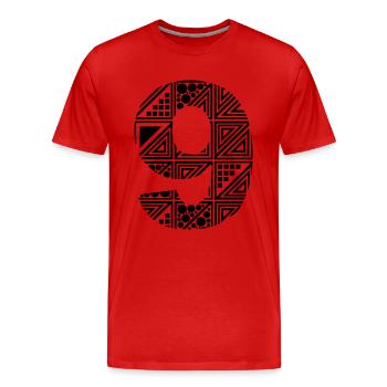 9 number nine - Men's Premium Organic T-Shirt - red - Front - Damien (186cm)