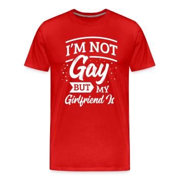 LGBT Gay Pride Lesbienne Je ne suis pas gay mais mon - T-shirt bio Premium Homme - rouge - Devant - Damien (186cm)