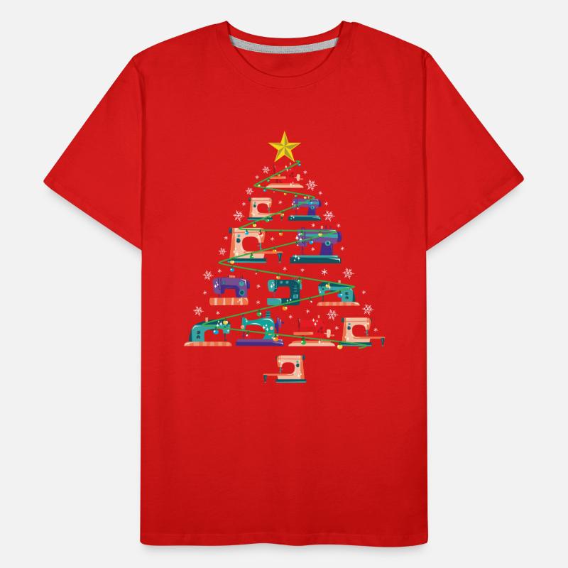 Christmas Sewing Machine Xmas Tree Quilter Gift Men's Premium Organic T-Shirt