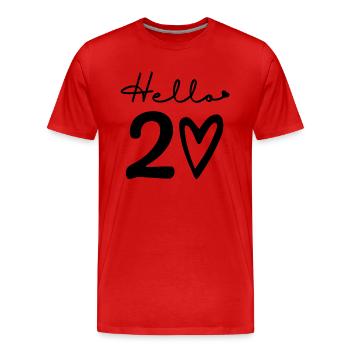 hello 20. 20th birthday - Men's Premium Organic T-Shirt - red - Front - Damien (186cm)