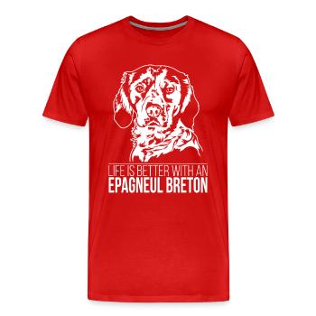 Epagneul La vie bretonne est meilleure Chiens Wilsigns - T-shirt bio Premium Homme - rouge - Devant - Damien (186cm)