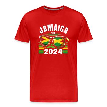 Voyage en Jamaïque 2024 - T-shirt bio Premium Homme - rouge - Devant - Damien (186cm)