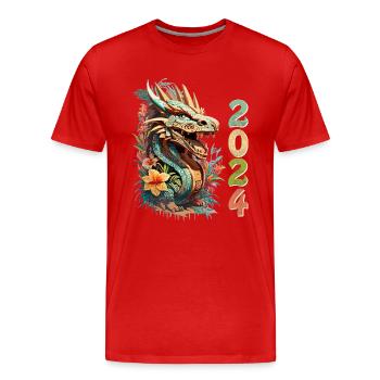 Tiki Dragon 2024 - T-shirt bio Premium Homme - rouge - Devant - Damien (186cm)
