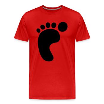 Impression de pied gauche - T-shirt bio Premium Homme - rouge - Devant - Damien (186cm)