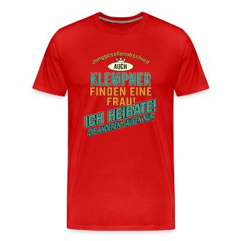 JGA BRAEUTIGAM - Klempner - petrol strong orange - - Männer Premium Bio T-Shirt - Rot - Vorne - Damien (186cm)
