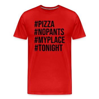 #pizzanight (black) - Men's Premium Organic T-Shirt - red - Front - Damien (186cm)