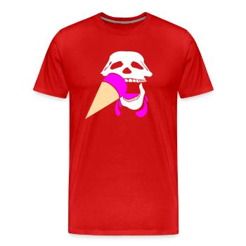 Crâne avec de la crème glacée - T-shirt bio Premium Homme - rouge - Devant - Damien (186cm)