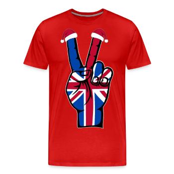 Britische Flagge Weihnachten Peace Symbol - Männer Premium Bio T-Shirt - Rot - Vorne - Damien (186cm)