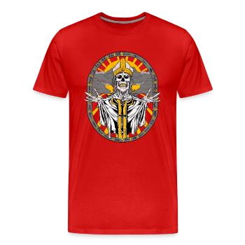Le prêtre - Église - Horreur - Halloween - T-shirt bio Premium Homme - rouge - Devant - Damien (186cm)