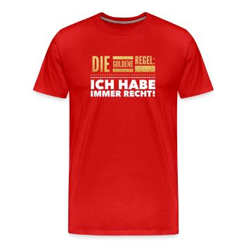Achtung Klugscheißer - Besserwisser - Idiot - Männer Premium Bio T-Shirt - Rot - Vorne - Damien (186cm)
