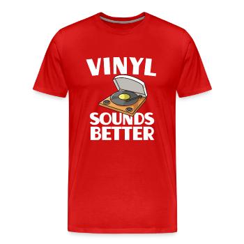 Le vinyle sonne mieux Rétro Audiophile Tourne-disque - T-shirt bio Premium Homme - rouge - Devant - Damien (186cm)