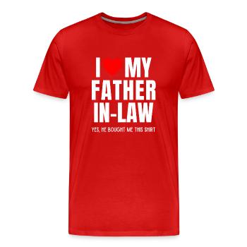 I Love My Father In-Law Funny Favorite For Son - Men's Premium Organic T-Shirt - red - Front - Damien (186cm)