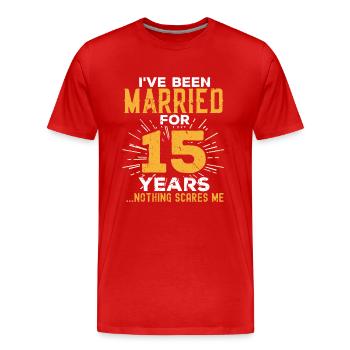 15th Wedding Anniversary Funny Couples Married Gif - Men's Premium Organic T-Shirt - red - Front - Damien (186cm)
