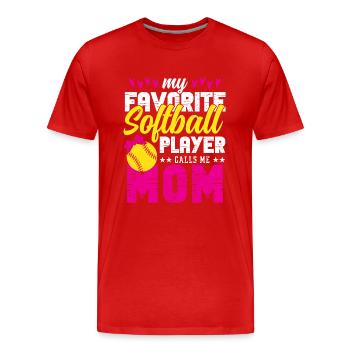 Lustige Softball Mutter Tochter Übung Stolze Eltern - Männer Premium Bio T-Shirt - Rot - Vorne - Damien (186cm)