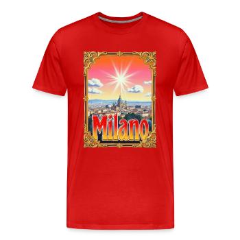 Milano Retroglow– Stadbild - Männer Premium Bio T-Shirt - Rot - Vorne - Damien (186cm)
