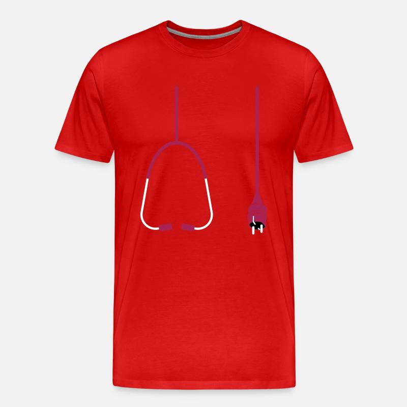 Stethoscop Power - Männer Premium Bio T-Shirt - Rot