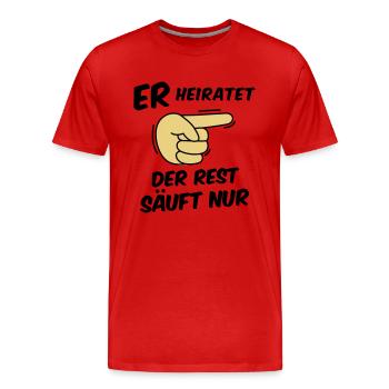 JGA Crew - Junggesellenabschied - Team Bräutigam - Männer Premium Bio T-Shirt - Rot - Vorne - Damien (186cm)