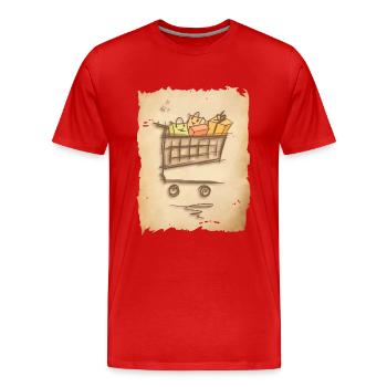 Einkaufswagen mit Geschenken Einkaufstüten - Männer Premium Bio T-Shirt - Rot - Vorne - Damien (186cm)