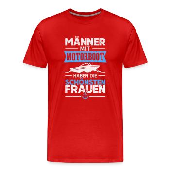 Motorboot Bootfahren Bootsfahrer Boot - Männer Premium Bio T-Shirt - Rot - Vorne - Damien (186cm)
