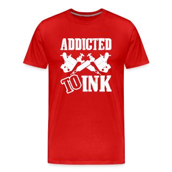 Tätowierer süchtig nach Tinte Tätowierungskunst - Männer Premium Bio T-Shirt - Rot - Vorne - Damien (186cm)