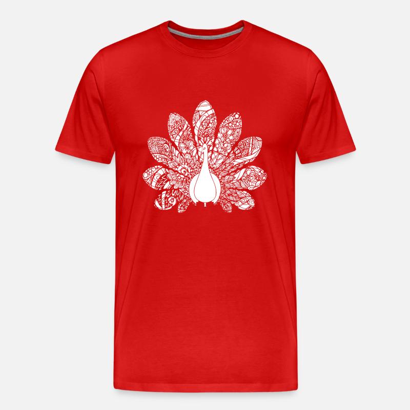 Pfau Pfau Blumenmuster - Männer Premium Bio T-Shirt - Rot