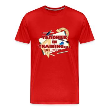 Teacher In Training - Men's Premium Organic T-Shirt - red - Front - Damien (186cm)