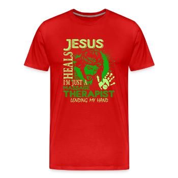 Massage Therapist I am Just A Massage Therapist - Men's Premium Organic T-Shirt - red - Front - Damien (186cm)