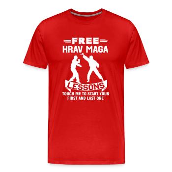 Krav Maga Free Krav Maga Lessons - Men's Premium Organic T-Shirt - red - Front - Damien (186cm)