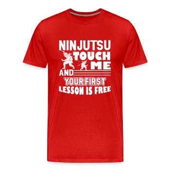 Ninjutsu First Ninjutsu Lesson Is Free - Men's Premium Organic T-Shirt - red - Front - Damien (186cm)