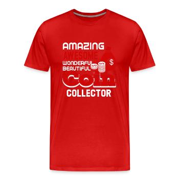 Coin Collecting Amazing Coin Collector - Men's Premium Organic T-Shirt - red - Front - Damien (186cm)