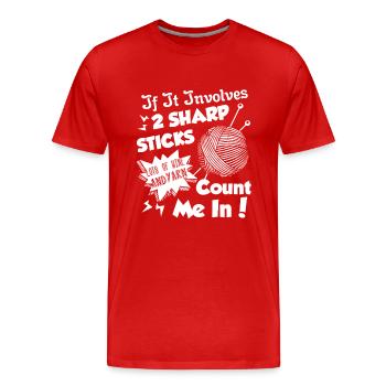 Knitting Addicted To Knitting - Men's Premium Organic T-Shirt - red - Front - Damien (186cm)