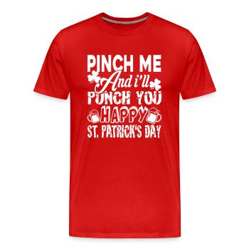 St Patrick's Day Pinch Me St Patrick Day - Men's Premium Organic T-Shirt - red - Front - Damien (186cm)