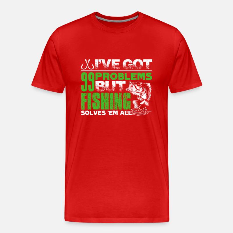 Fishing Solves All Problems - Men's Premium Organic T-Shirt - red