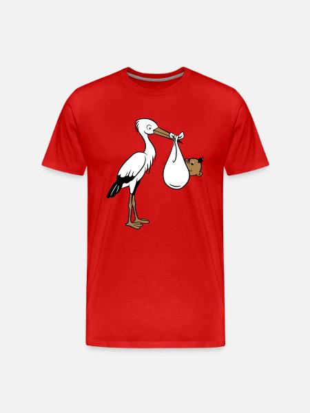 naissance cigogne bébé - T-shirt bio Premium Homme - rouge