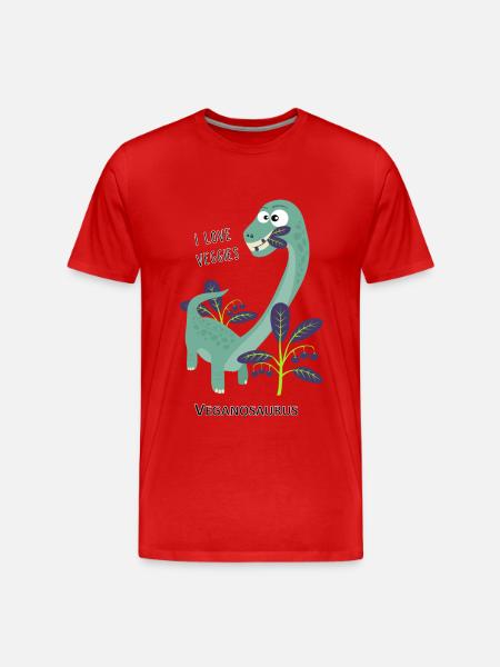 Dinosaur Veganosaurus - Men's Premium Organic T-Shirt - red