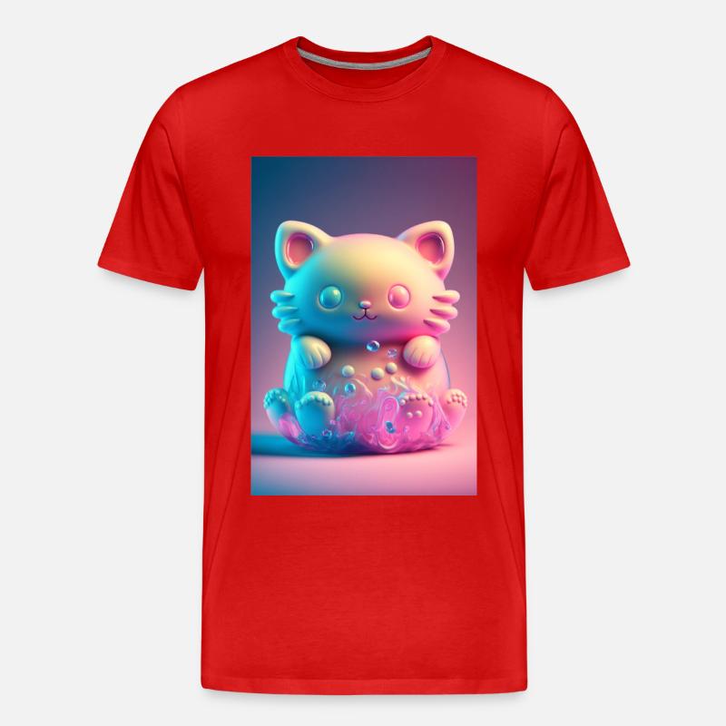 Bunte Katze - Männer Premium Bio T-Shirt - Rot
