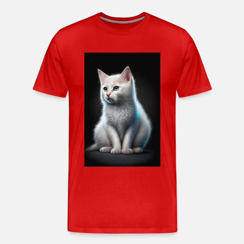 Weiße Katze - Männer Premium Bio T-Shirt - Rot