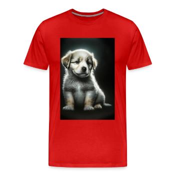 Chiot blanc - T-shirt bio Premium Homme - rouge - Devant - Damien (186cm)