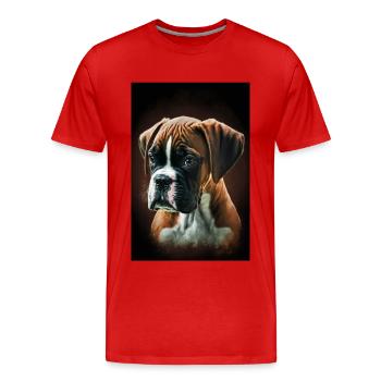 Chiot boxer - T-shirt bio Premium Homme - rouge - Devant - Damien (186cm)