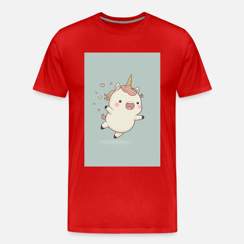 Bébé licorne joyeuse - T-shirt bio Premium Homme - rouge
