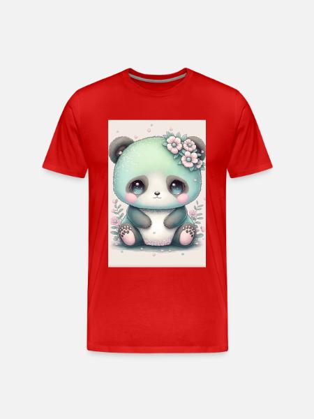 Bébé panda princesse - T-shirt bio Premium Homme - rouge