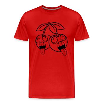 fruit 2 friends cherries crazy face head aug - Men's Premium Organic T-Shirt - red - Front - Damien (186cm)