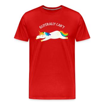 Gliterally Can't - Schläfriges müdes Einhorn - Männer Premium Bio T-Shirt - Rot - Vorne - Damien (186cm)