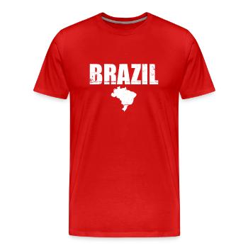 Brazil Brazil Map Flag Brazilian - Men's Premium Organic T-Shirt - red - Front - Damien (186cm)