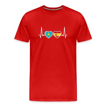Kasachstan Spanien Herzschlag Flagge Kasache - Männer Premium Bio T-Shirt - Rot - Vorne - Damien (186cm)