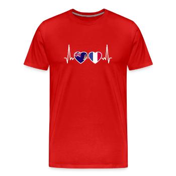 Cayman Islands Frankreich Herzschlag Flagge - Männer Premium Bio T-Shirt - Rot - Vorne - Damien (186cm)