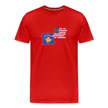 Kosovo USA Flagge Amerikanisch Kosovar - Männer Premium Bio T-Shirt - Rot - Vorne - Damien (186cm)