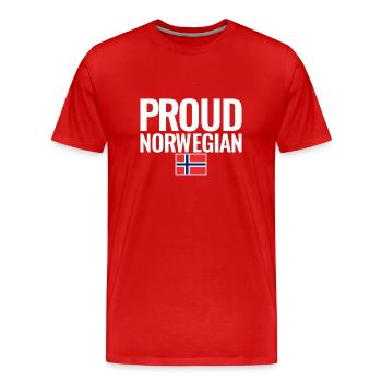 Proud Norwegian Norway Norwegian Flag - Men's Premium Organic T-Shirt - red - Front - Damien (186cm)