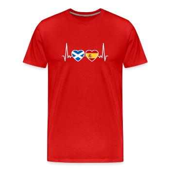 Schottland Spanien Herzschlag Flagge Schotte - Männer Premium Bio T-Shirt - Rot - Vorne - Damien (186cm)
